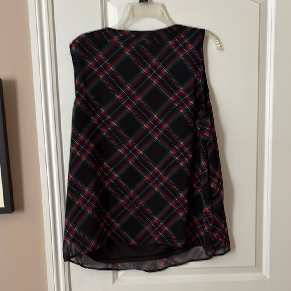 CJ Banks Women's Black and Red Plaid Sleeveless Top - Picture 3 of 5